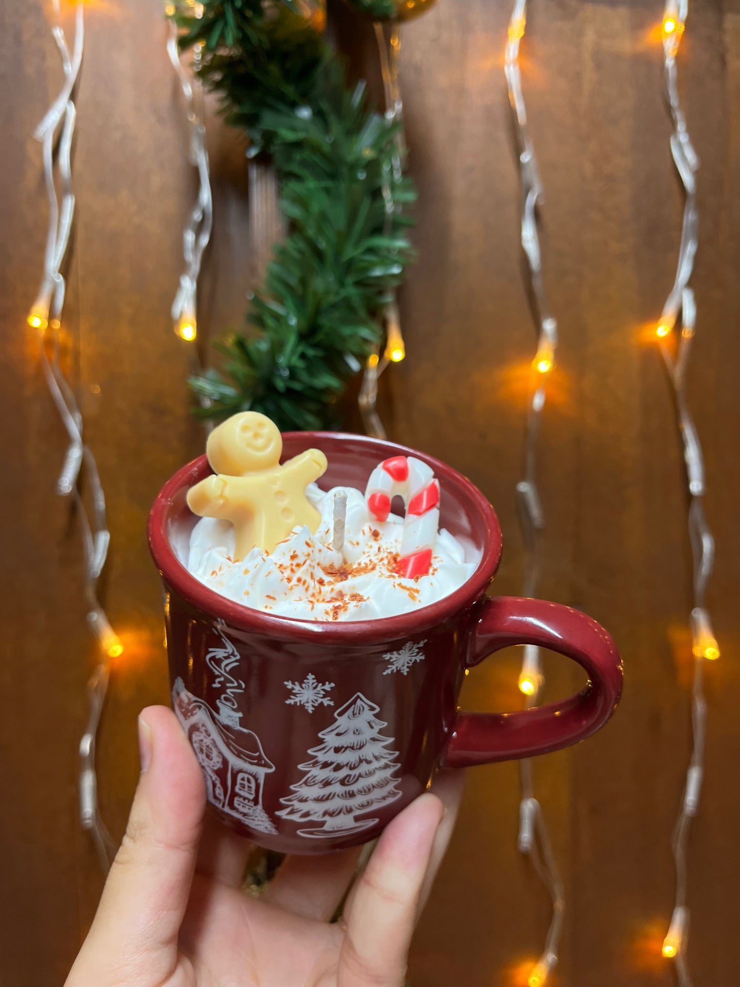 Vela Taza Roja Galleta Jengibre