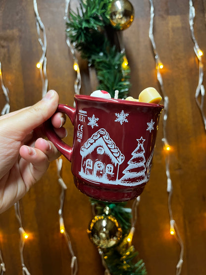 Vela Taza Roja Galleta Jengibre