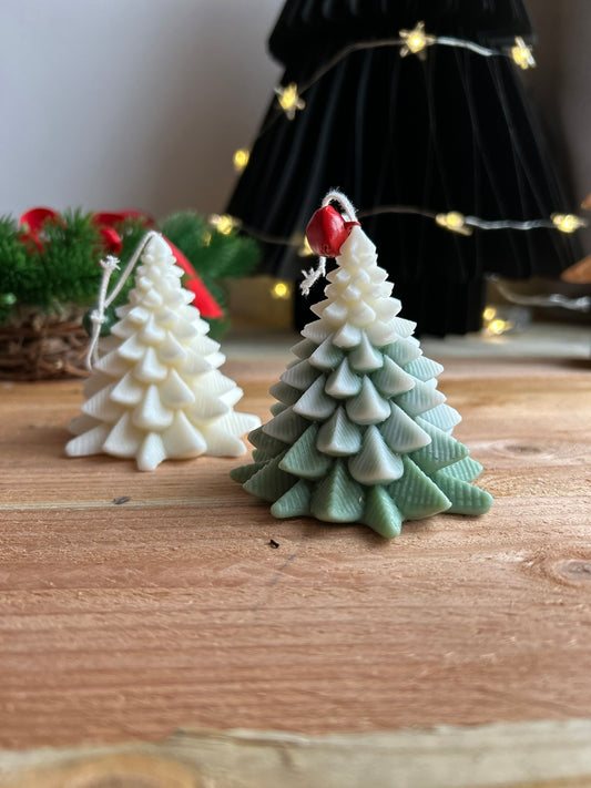 Vela árbol de navidad nevado